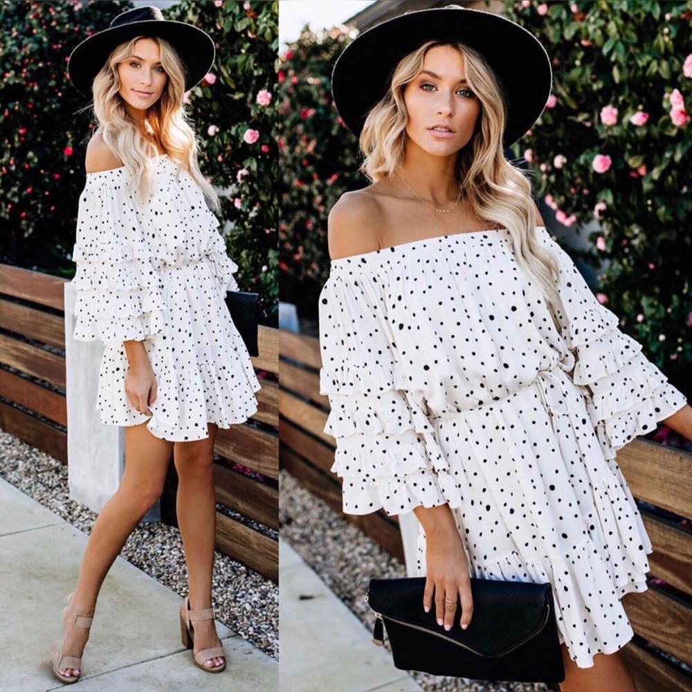 Vici Enchanted Off The Shoulder Polka Dot Dress